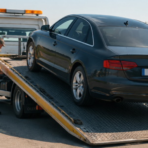 Încărcare vehicul pe platformă pentru transport